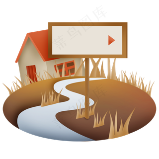 野外的指引牌和房子