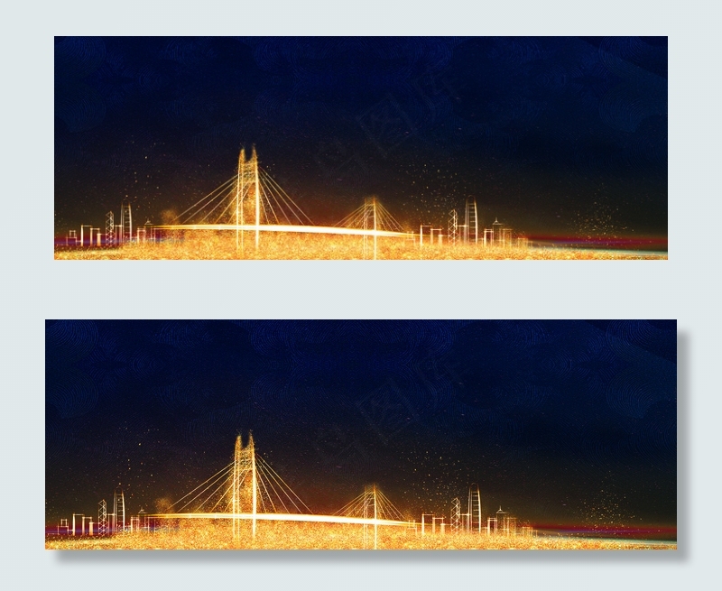 黑金配色夜晚的大桥年会盛典banner(1920*700px 	       )psd模版下载