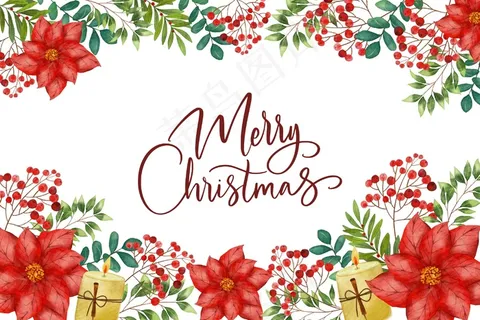水彩画圣诞背景 水彩画圣诞背景