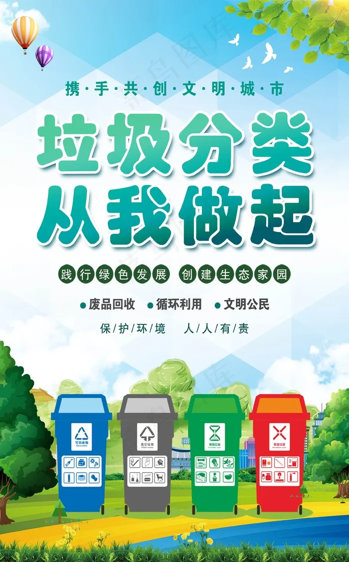 垃圾分类设计展板psd模版下载