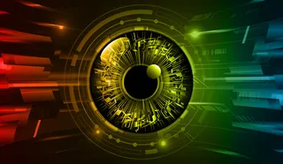 蓝黄眼网络电路未来技术概念背景