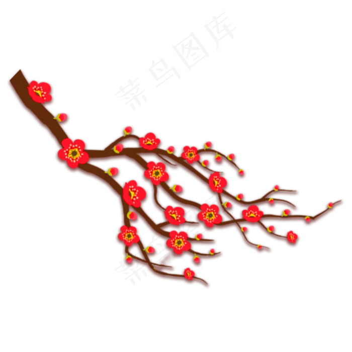 红色剪纸梅花装饰(2000X2000(DPI:300))psd模版下载