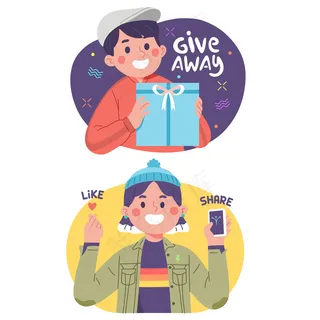 有影响力的人摆出送礼的姿势，分享爱