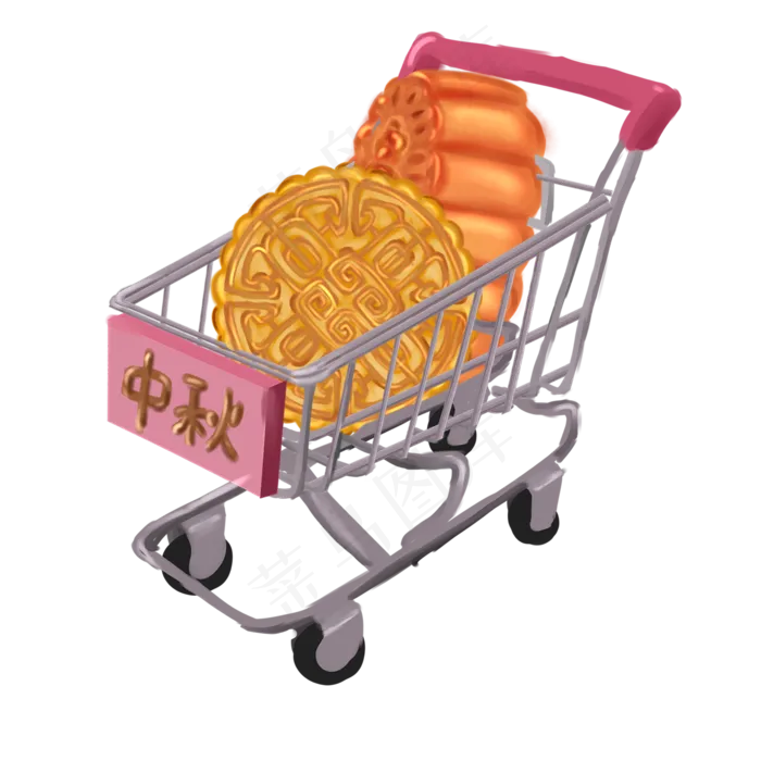 购物车里面的月饼免抠图(2000X2000(DPI:300))psd模版下载