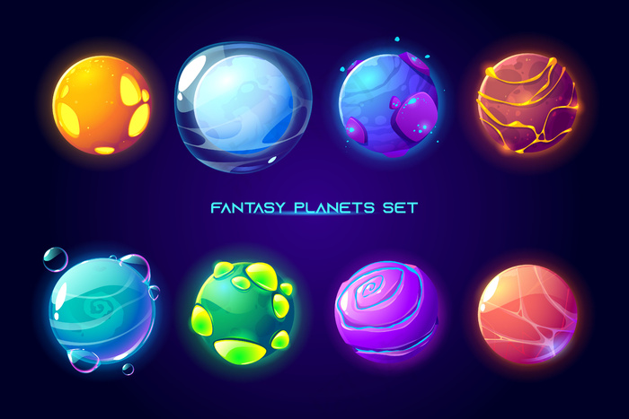 银河系幻想太空行星ui游戏eps,ai矢量模版下载