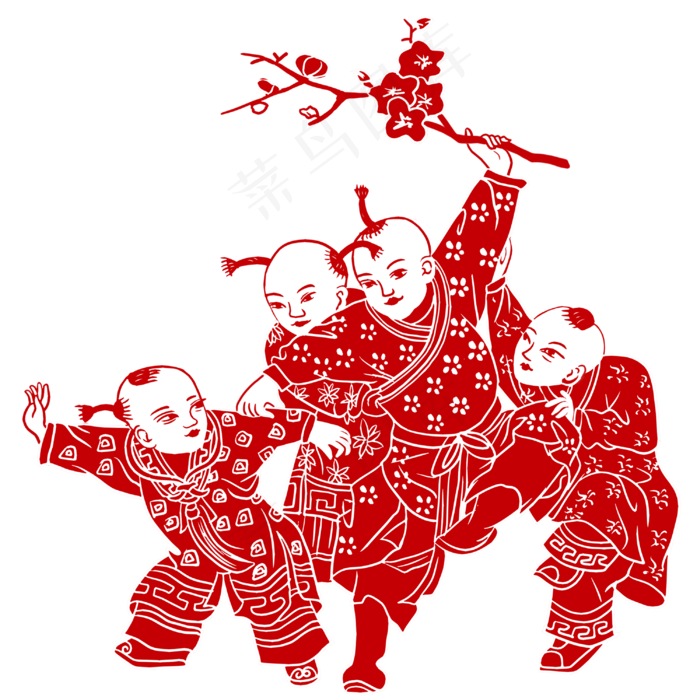剪纸过年节日(3000X3000(DPI:299))psd模版下载