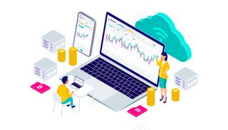 教育加密货币比特币区块链挖掘技术互联网物联网安全移动仪表板等距三维平面图。