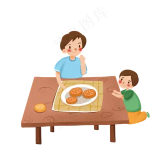 中秋节吃月饼人物