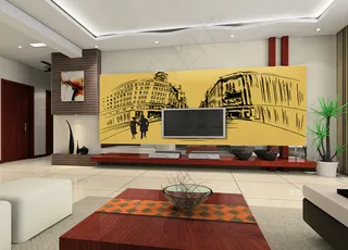 电视墙背景画效果图片