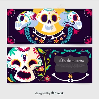 快乐骷髅脸手绘横幅banner