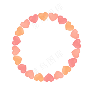 圆形爱心边框卡通手绘素材免费下