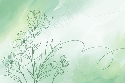 水彩复制空间背景与花卉手绘元素