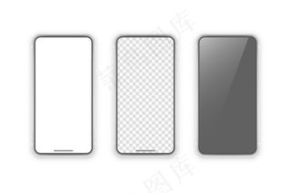 白色背景的手机。商业演示的空屏幕模型样机。