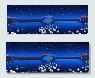 中秋夜晚手绘清新banner