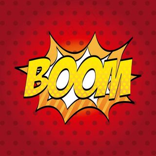 红色背景矢量插图上的波普艺术设计