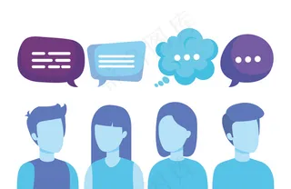 一群说话有气泡的人