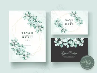 水彩桉树婚礼请柬套装