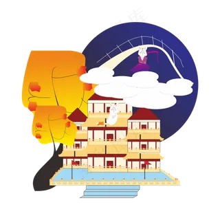 中秋月兔装饰图案商用元素