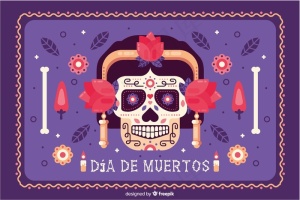 Día de muertos概念与平面设计背景