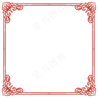 新年红色剪纸中式边框