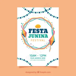 Festa junina海报邀请函，平面风格元素
