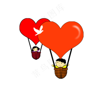 七夕情人节热气球卡通温馨天空之