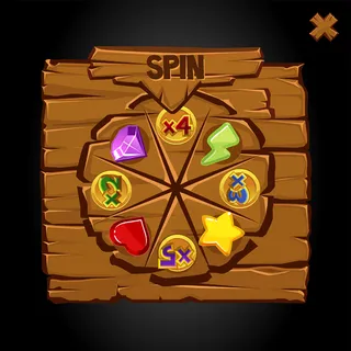 带奖金图标的木制旧幸运轮。