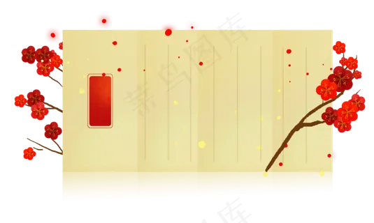 新年古风红梅文本框文字框