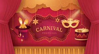 带有马戏团框架的高级窗帘舞台。欢乐节。