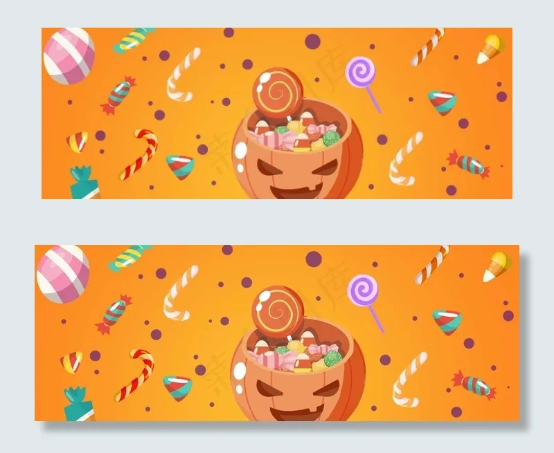 万圣节糖果派对banner(1920*700px 	       )psd模版下载