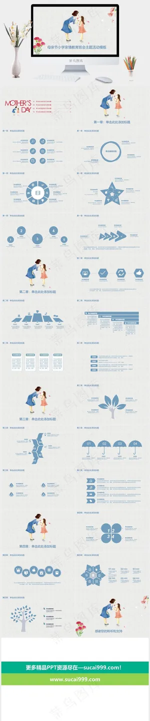 小学亲情教育母亲节班会主题活动PPT模板预览图