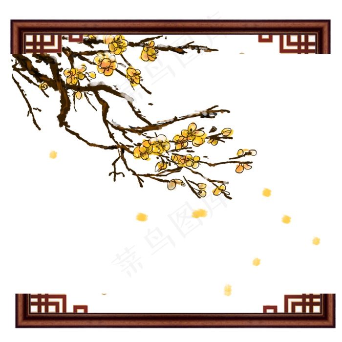 冬天腊梅黄色古风素材免抠(2000X2000(DPI:300))psd模版下载