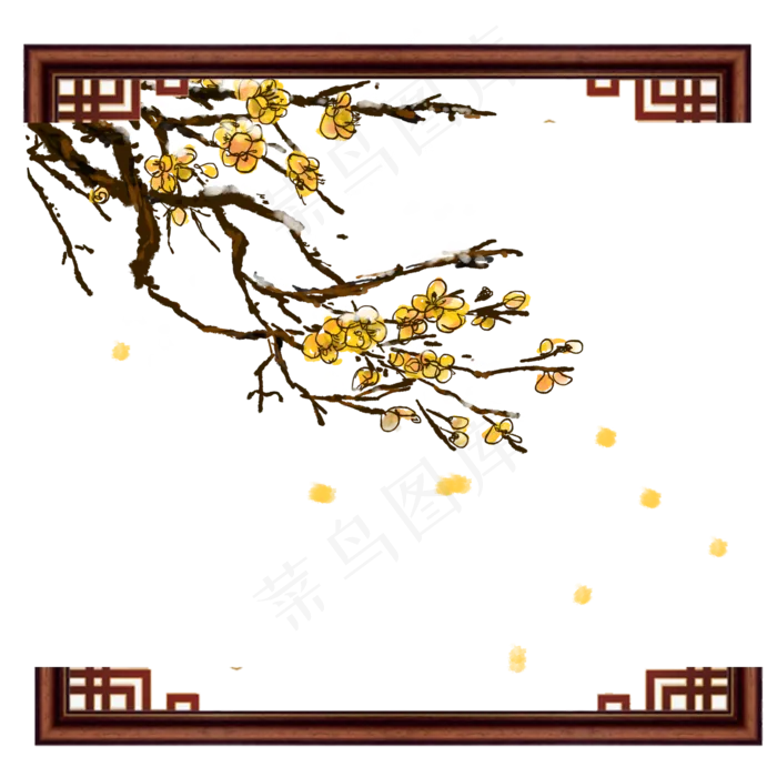 冬天腊梅黄色古风素材免抠(2000X2000(DPI:300))psd模版下载