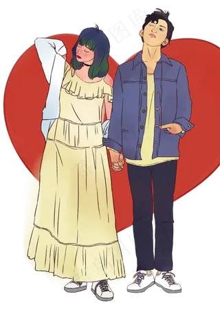 七夕节情侣合体摆poss