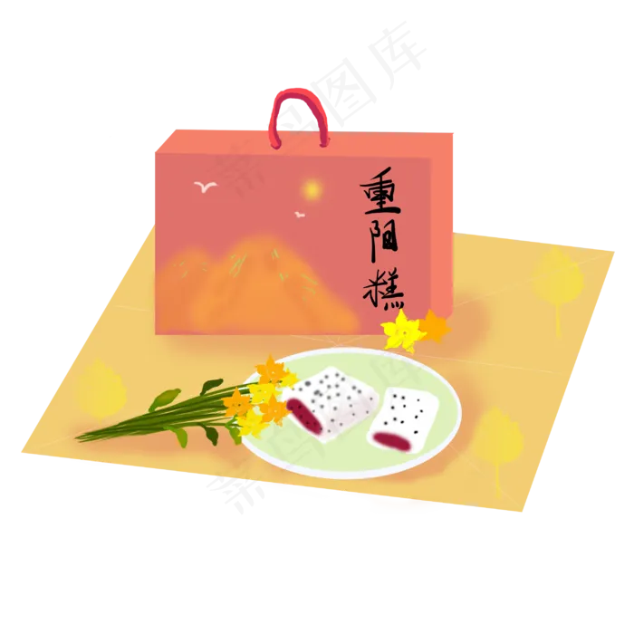 重阳节重阳糕礼盒(3000X3000(DPI:300))psd模版下载
