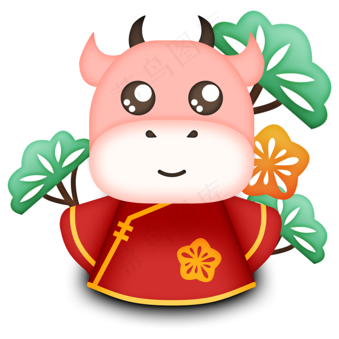 卡通牛年新年立体牛(2000X2000(DPI:300))psd模版下载