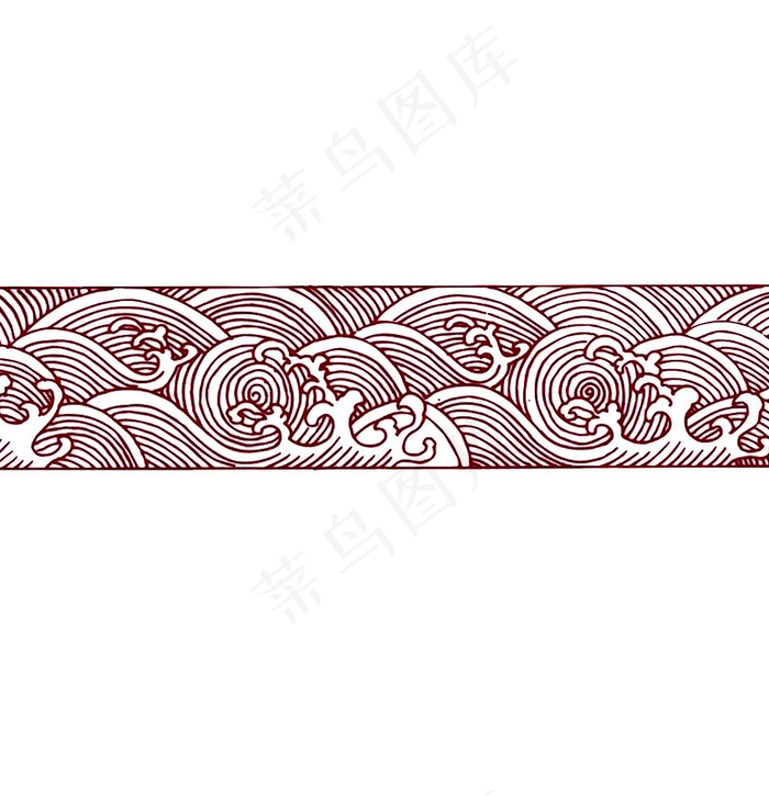 中国风海浪插画边框素材-2