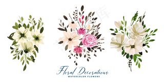 水彩花卉花束套装