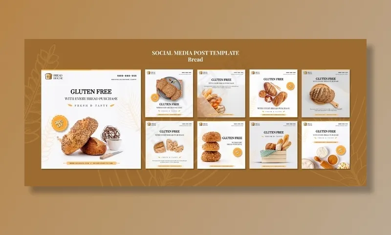面包概念社交媒体帖子模板psd模版下载