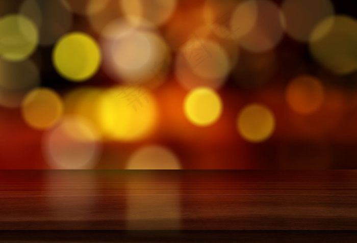 3d圣诞背景，木桌与博克灯设计