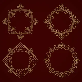 深灰色背景上的花卉和几何花押字框架