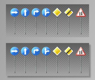 真实收集显示方向的警告和信息路标