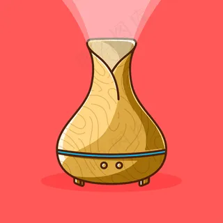 加湿器空气扩散器木质设计卡通插画