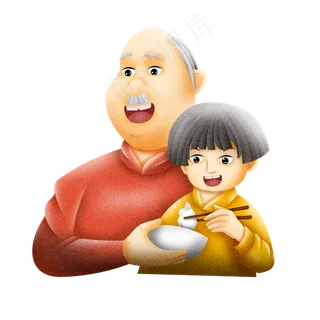 立冬吃饺子的爷孙俩可商用元素