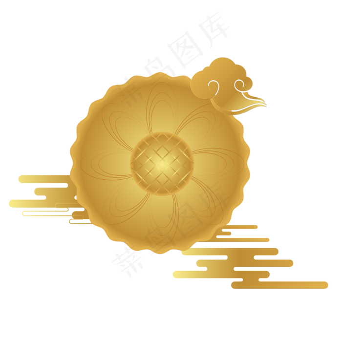 中秋节金色月饼盒云纹(2000X2000(DPI:300))ai矢量模版下载
