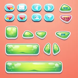 设置迷人的按钮与确定按钮，按钮是和否的电脑游戏设计和网页设计