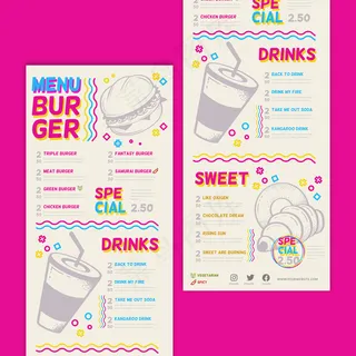 丰富多彩的餐厅菜单和汉堡