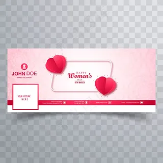 现代妇女节心形脸书封面横幅banner