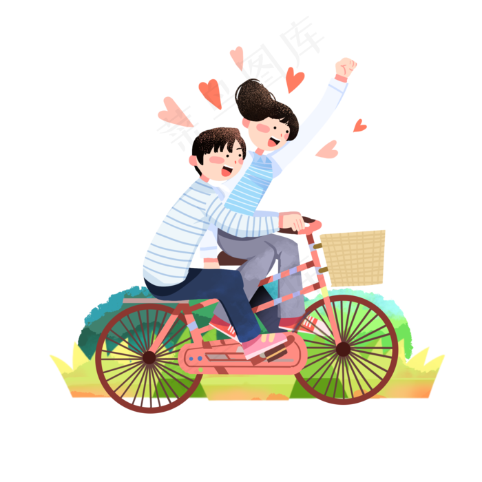 七夕情侣骑脚踏车(2000X2000(DPI:300))psd模版下载