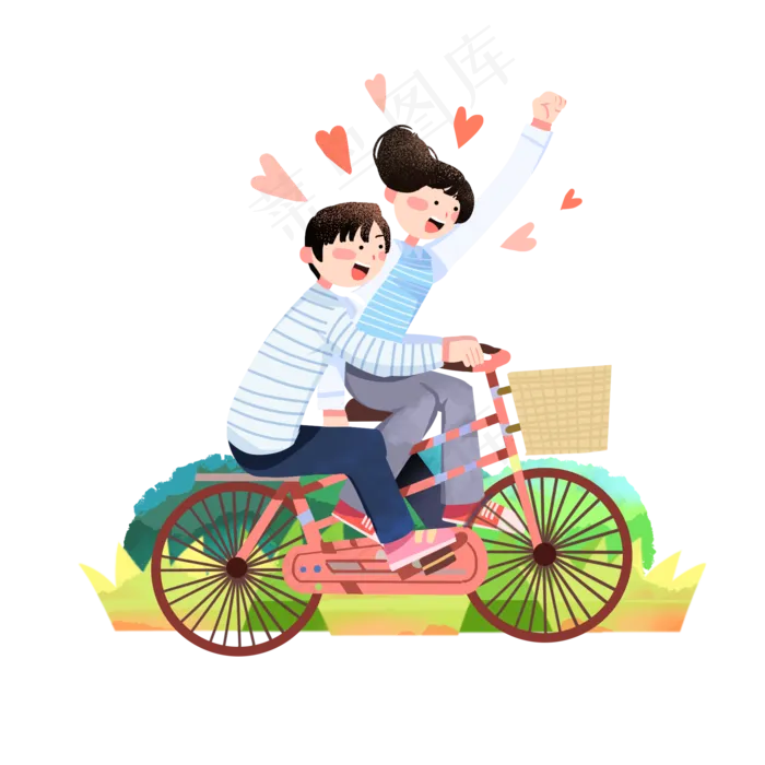 七夕情侣骑脚踏车(2000X2000(DPI:300))psd模版下载